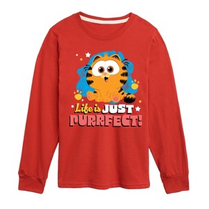 Boys' - Garfield - Life Is Just Purrfect Long Sleeve Graphic T-Shirt - 1 of 4