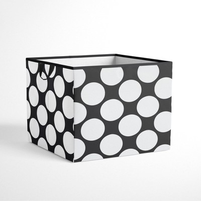 White Polka Dots on Black Small Plastic Storage Bin 6 Pack - by TCR