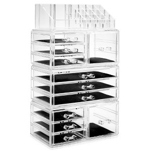 Casafield Cosmetic Makeup Organizer & Jewelry Storage Display Case, Clear Acrylic Stackable Storage Drawer Set - 1 of 4