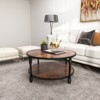 Round Coffee Table with 2-Tier Storage Shelf – Industrial Wood Center Table for Living Room, Small Spaces - 3 of 4