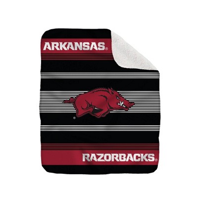 NCAA Arkansas Razorbacks Silk Touch Sherpa Back Team Stripe Throw Blanket