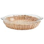 Dolly Parton 1.7qt Round Glass Pie Plate with Wicker Basket - Clear