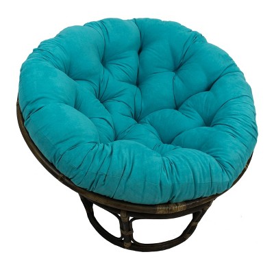 42" Rattan Papasan Chair with Micro Suede Cushion Aqua Blue - International Caravan