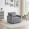 Single Recliner Velvet 3-in-1 Convertible Sofa Bed with Adjustable Back - 2 of 4
