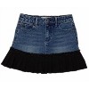 Girl Mixed Denim Pleated Hem Mini Skirt - tractr - 2 of 2