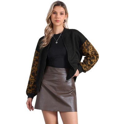 Jess by Meiko Women's Animal Print Sleeve Zip Up Jacket