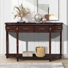 Gulches Retro Curved Wood Console Table 52 inch Circular Half Moon Sofa Table with Open Shelf and 2 Drawers Espresso - 4 of 4