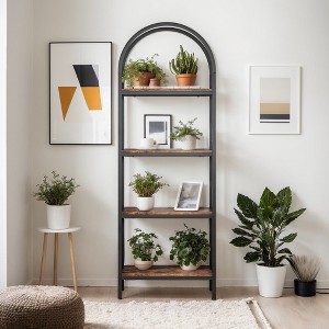 Hommoo Arched Bookcase Display Rack with Storage Shelves - 1 of 4