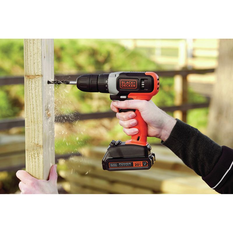 Black & Decker BCD702C1 20V MAX Brushed Lithium-Ion 3/8 in. Cordless Drill Driver Kit (1.5 Ah), 4 of 15