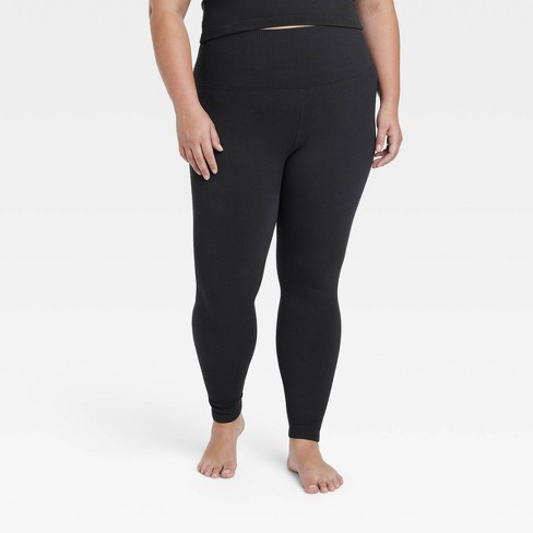 Black Super Stretchy Thick Ribbed Seamless High Waisted Gym