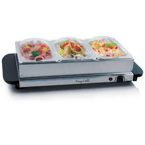 NutriChef Portable 3 Pot Electric Hot Plate Buffet Warmer Chafing