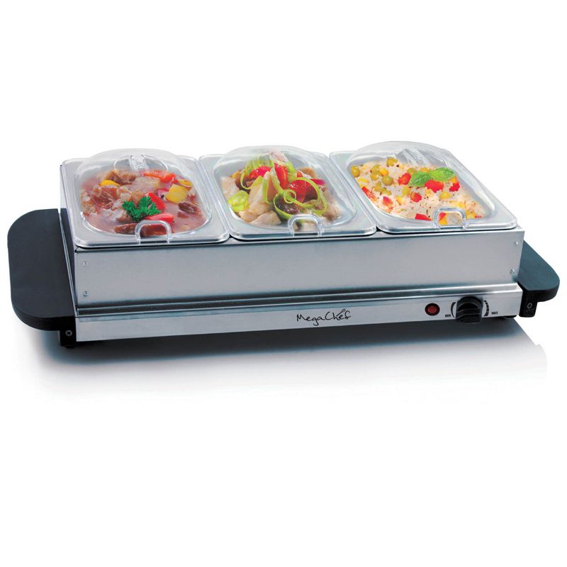 MegaChef Buffet Server & Food Warmer With 3 Sectional Trays, 1 of 9