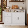 Jojoka 47" Farmhouse Sideboard Buffet Cabinet with Storage & Built-in Power Outlet,Coffee Bar Table Kitchen Buffet Cabinet with 3 Drawers - 2 of 4