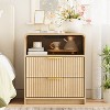 Angel Sar Mid-Century Modern Nightstand with Charging Station, Fluted Wood Bedside Table with 2 Drawers & USB Ports, Natural Finish - 2 of 4