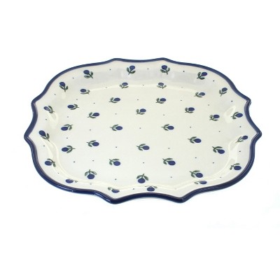 Blue Rose Polish Pottery Blueberry Fancy Square Tray