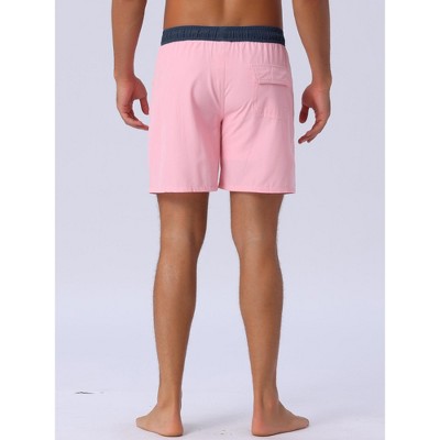 INSPIRE CHIC Men's Contrast Color Elastic Waist Lining Surfing Drawstring Swimming Shorts Pink 36 — фото 3