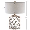 26.5" Glass and Rope Mer Table Lamp (Includes LED Light Bulb) Brown - JONATHAN Y: Coastal Style, UL Listed, Linen Shade - 4 of 4