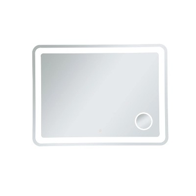 Glossy White Rectangular LED Bathroom Mirror with Magnifier