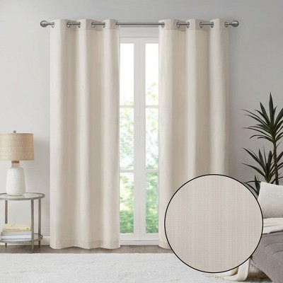 Kumasinova 2 PCS Basketweave Room Darkening Curtain Panel,40"x84" Blackout Curtains with Grommet Top,Window Curtains for Living Room,Bedroom