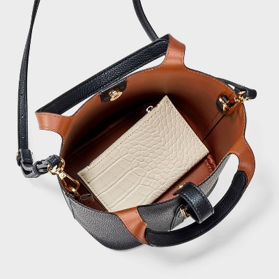 A New Day Mini Tulip Tote Handbag with Crossbody Strap - A New Day™ Black — фото 4