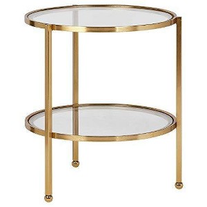 Addison Side Table Gold - Adore Decor: Chic Round Glass Top, Luxury Glam Style, No Assembly Required - 1 of 4