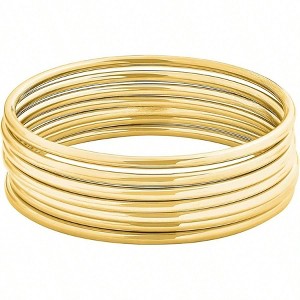 Glossy Thin Round Bangle Bracelet Set for Women, 7 Pieces - 1 of 4