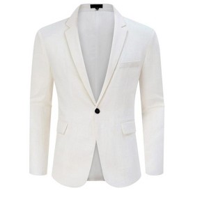 Coolmee Mens Blazers Wrinkle Linen Coat Business Casual One Button Slim Fit Travel Blazer Lightweight Suit Jacket - 1 of 3