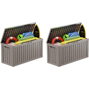 Sersper 80 Gallon Resin Outdoor Storage Box with Handles, Light Gray - For Patio Furniture Cushions, Pool Toys, Garden Tools (2 Pack) - 1 of 4