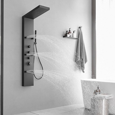 Matte Black 47'' Stainless Steel Shower Panel with Jets