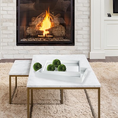 Malibu White Solid Wood Ottoman Accent Trays, Set of 2