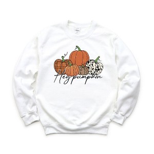 Simply Sage Market Women's Graphic Sweatshirt Hey Pumpkin Cursive - 1 of 2