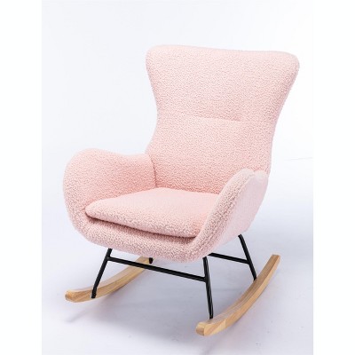 Nicbex Teddy Fabric Glider Rocking Chair,upholstered Nursery Rocking ...