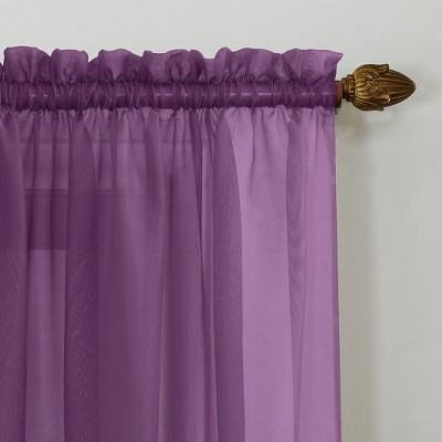Purple Sheer Polyester Rod Pocket Window Panel, 59" x 63"