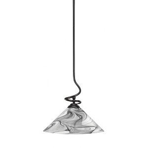 Toltec Lighting Capri 1 - Light Pendant in  Matte Black with 16" Onyx Swirl Shade - 1 of 2