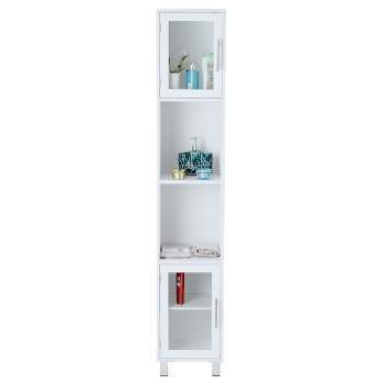 DECOMIL - Small Bathroom Storage Cabinet, Bathroom Storage Organizer |Storage Shelf, Slim , Toilet Paper Organizer, Towel Storage Moon, White