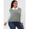 Agnes Orinda Women's Plus Size Fashion V Neck Cable Knit Sleeveless Pullover Casual Sweater Vests - 3 of 4