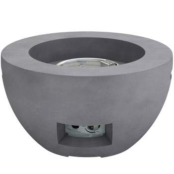 Kante 25" Outdoor Round Concrete & Metal Propane Gas Smokeless Bowl Fire Pit Table - Natural - Rosemead Home & Garden, Inc.