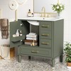 Vynxaria 30-Inch Green Bathroom Vanity - Ceramic Sink, Soft-Close Door (Built-in Shelf), 3 Drawers, Modern Functional for Small Bathrooms - 4 of 4