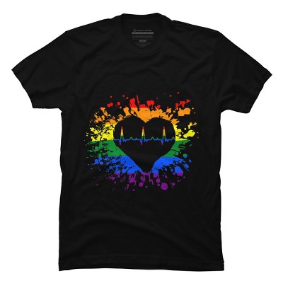 Adult Design By Humans Pride Heartbeat EKG Splatter By LegatoTendo T-Shirt