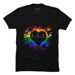 Adult Design By Humans Pride Heartbeat EKG Splatter By LegatoTendo T-Shirt - 1 of 2