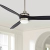 Casa Vieja 52" Windspun Modern Indoor Ceiling Fan 3 Blade LED Light Remote Control Brushed Nickel Finish Wood Blades Bedroom Living Room DC Motor - 2 of 4