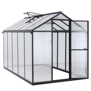 Aoodor Walk-in Greenhouse Polycarbonate Panel Hobby Greenhouses with Aluminum Frame Heavy Duty with 1 Vent Window & Lockable Door - 1 of 4