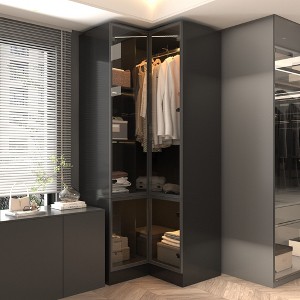 Hitow Black Exquisite Armoire Corner Armoire Glass Cabinet Door Built-In Lights - 1 of 4