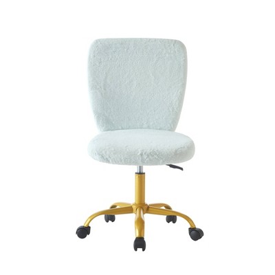 Faux Fur Rolling Computer Task Chair Mint Green - Urban Shop