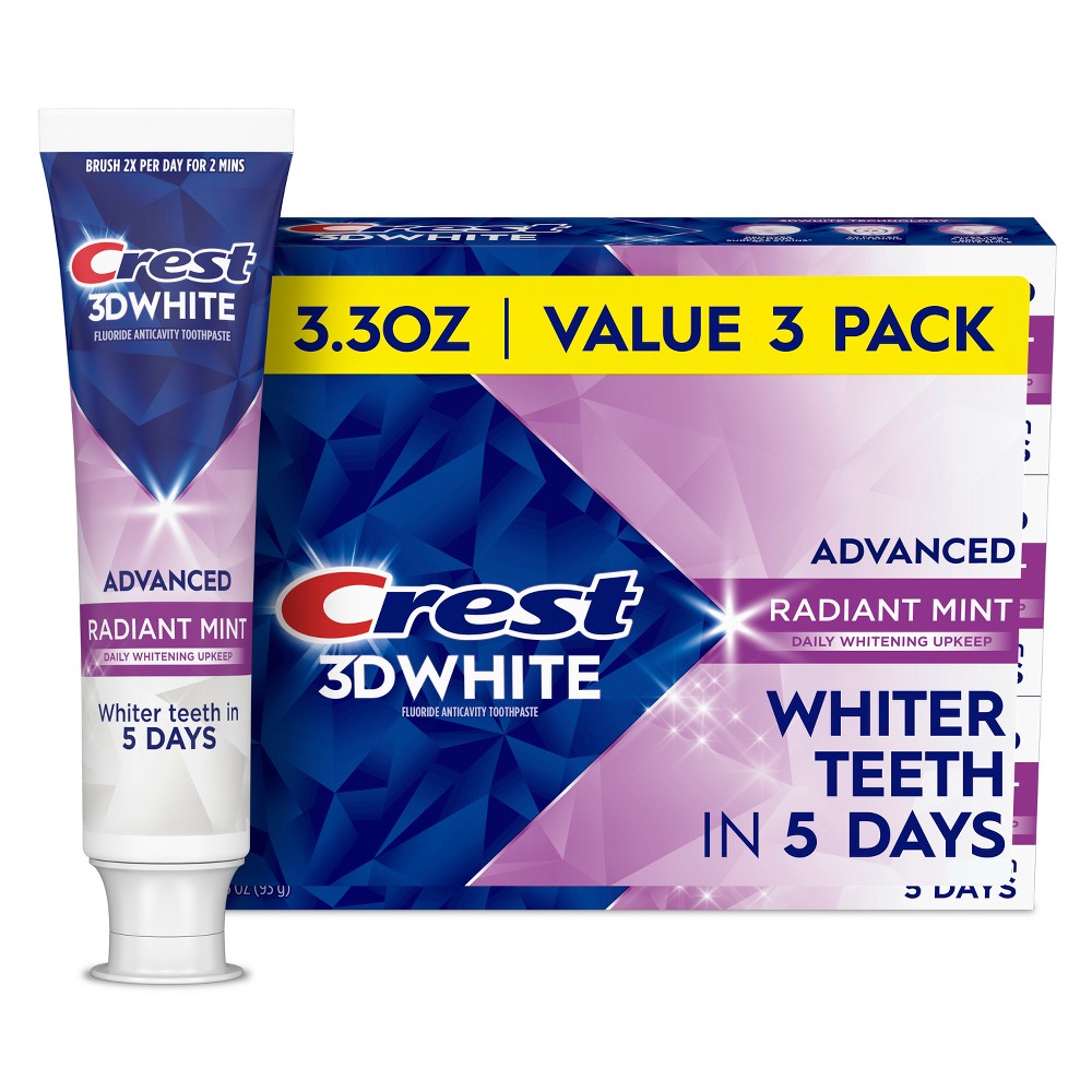 Photos - Toothpaste / Mouthwash Crest 3D White Advanced Teeth Whitening Toothpaste, Radiant Mint - 3.3oz/3pk 