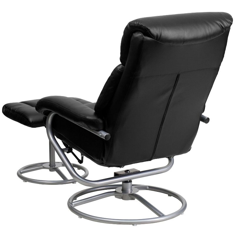 Emma and Oliver Contemporary Multi-Position Recliner & Ottoman, Metal Base in Black LeatherSoft, 3 of 6
