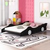Okak Platform Bed Frame with Wheels and Race Car-Shaped Bedroom Furniture for Kids Noise-Free Bed Strong Wood Slats Easy Assembly - 2 of 4