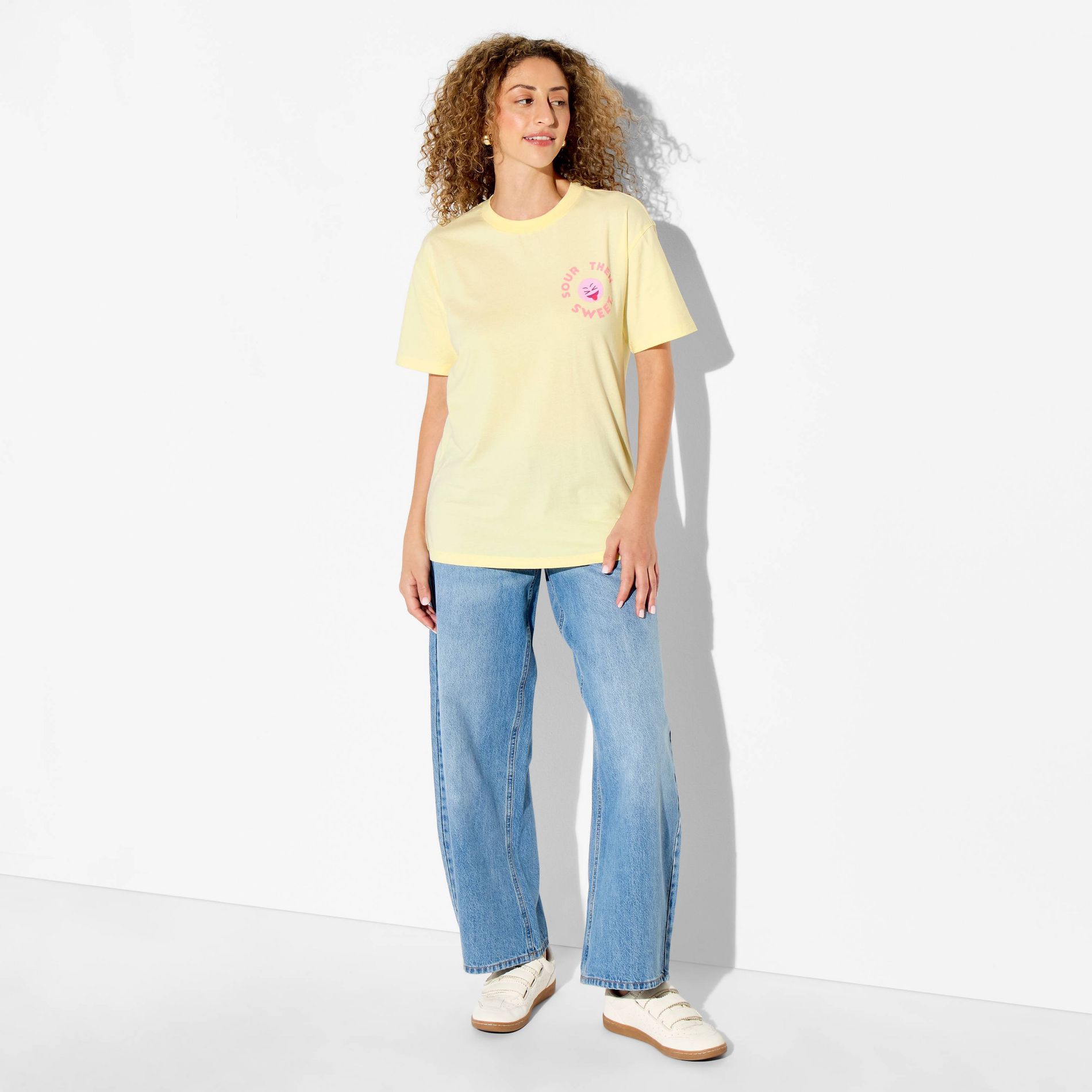 Women's Fruit Riot OS Short Sleeve Graphic T-Shirt - Light Yellow