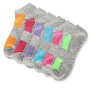 Memoi Women's 6 Pair Pack Sprinkle Top Half Cushioned Low Cut Socks Gray Multi One Size - 1 of 3