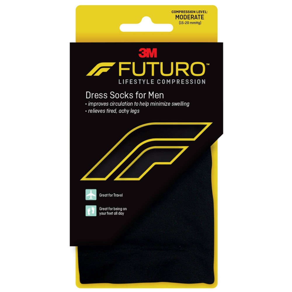 FUTURO Men's Dress Socks - Black - Large